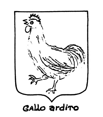 Image of the heraldic term: Gallo ardito